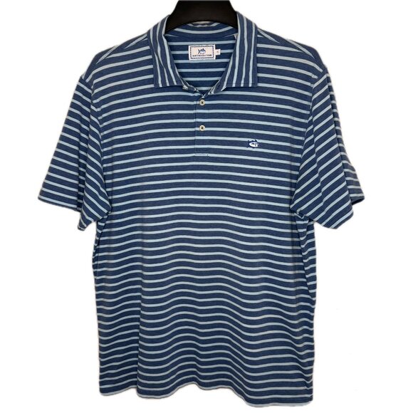 Southern Tide Seaside Performance Blue Striped Polo Shirt Size XL - Picture 1 of 6
